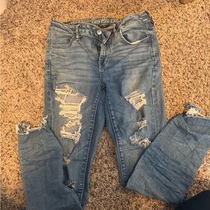 American Eagle Outfitters Women's Distressed Blue Skinny Jeans